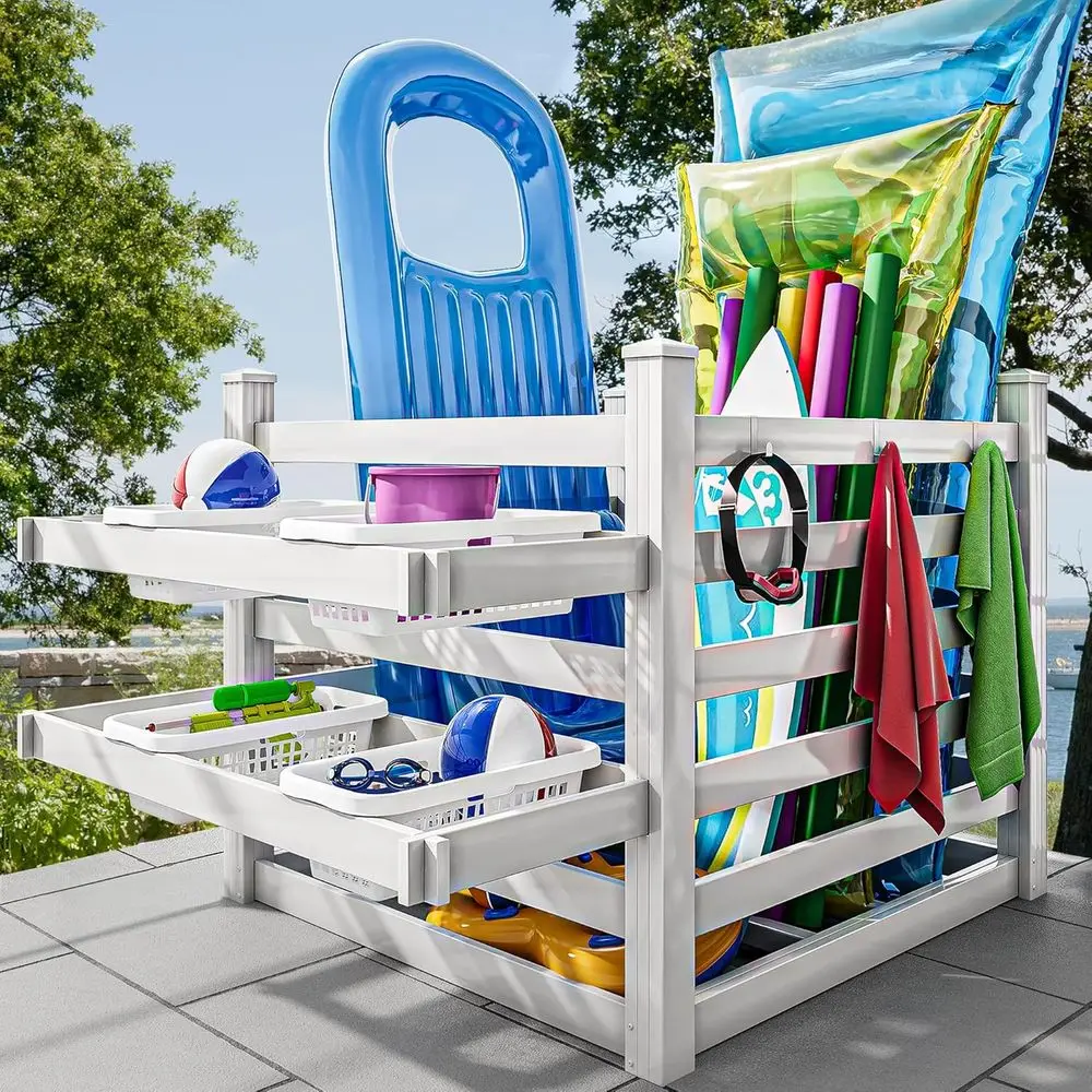 Pool Storage Bin with Towel Ra - Beach Towel Large review and price