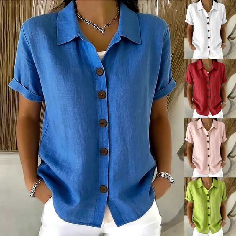 Women's Elegant Summer Cotton  - Linen Shirt Breathable review and price
