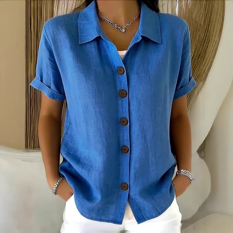 Women's Elegant Summer Cotton  - Linen Shirt Breathable review and price