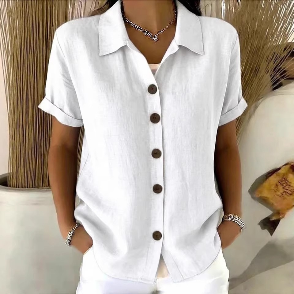 Women's Elegant Summer Cotton  - Linen Shirt Breathable review and price