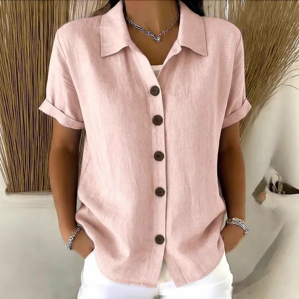 Women's Elegant Summer Cotton  - Linen Shirt Breathable review and price