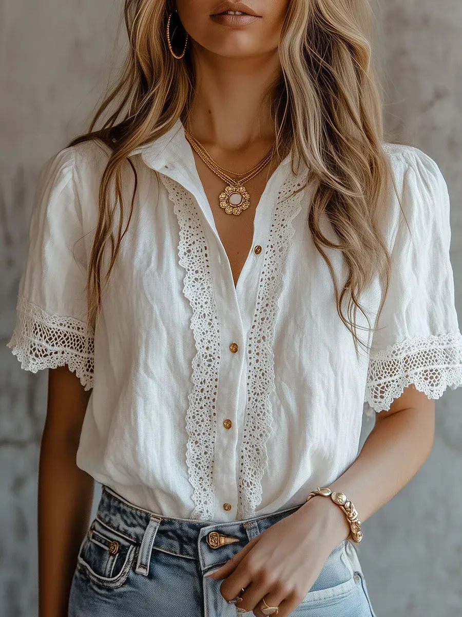 Elegant Women's Shirts Casual  - Linen Shirt Breathable review and price