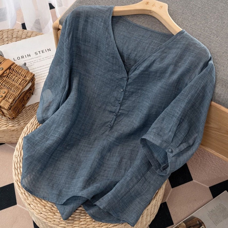 Women's Linen Blend V-Neck T-S - Linen Shirt Breathable review and price