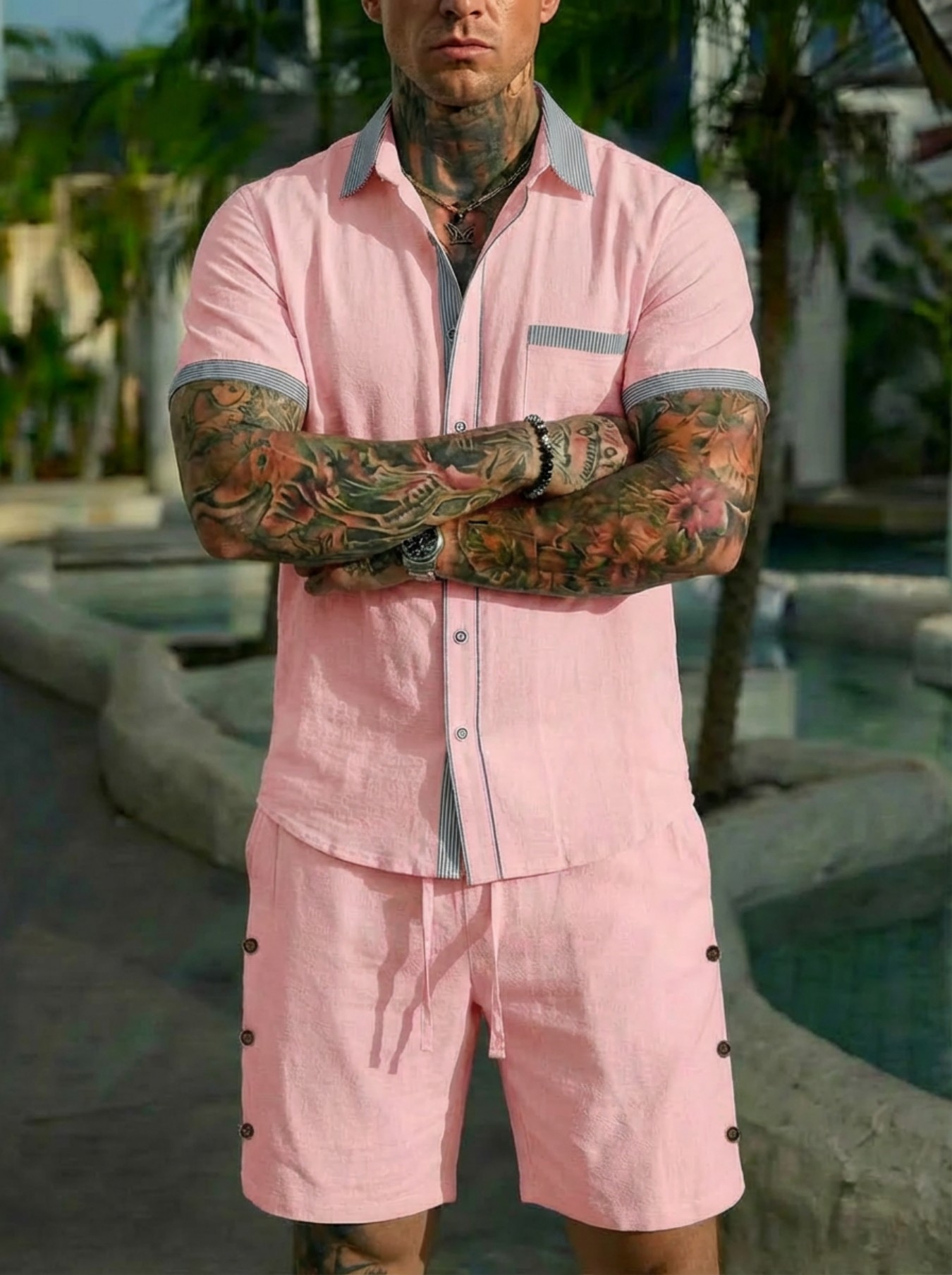 Men's Fashion Cuban Style Shir - Short Linen Drawstring review and price