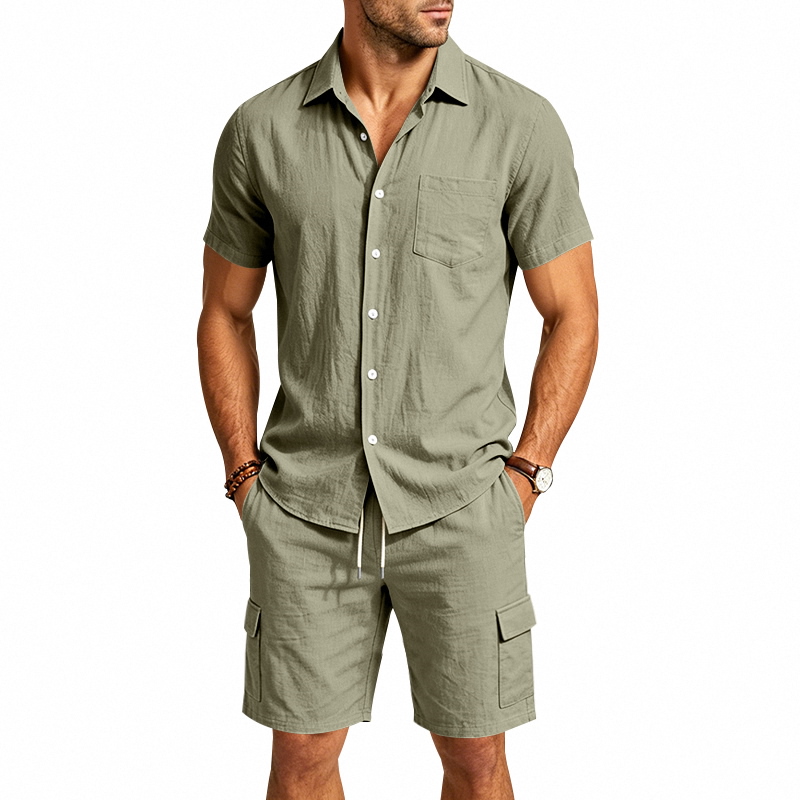 Men Summer American Linen Two  - Short Linen Drawstring review and price